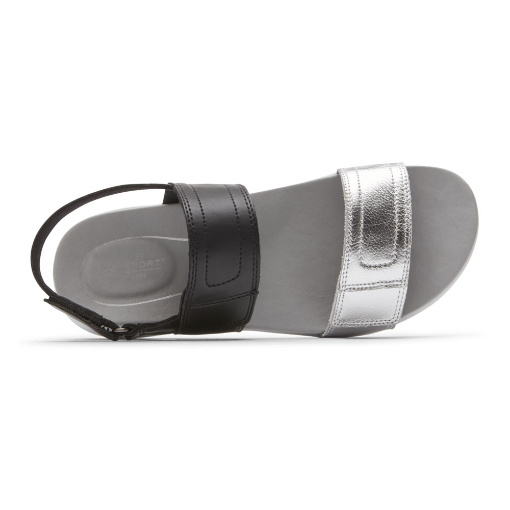 Rockport Sandaler Dam Svarta/Silver - Eileen 2-Band - OHJXB7845